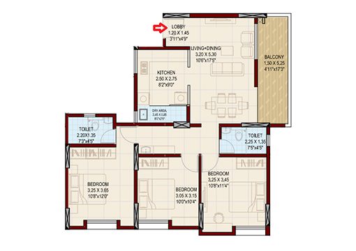 Floor Plan 2.5 BHK